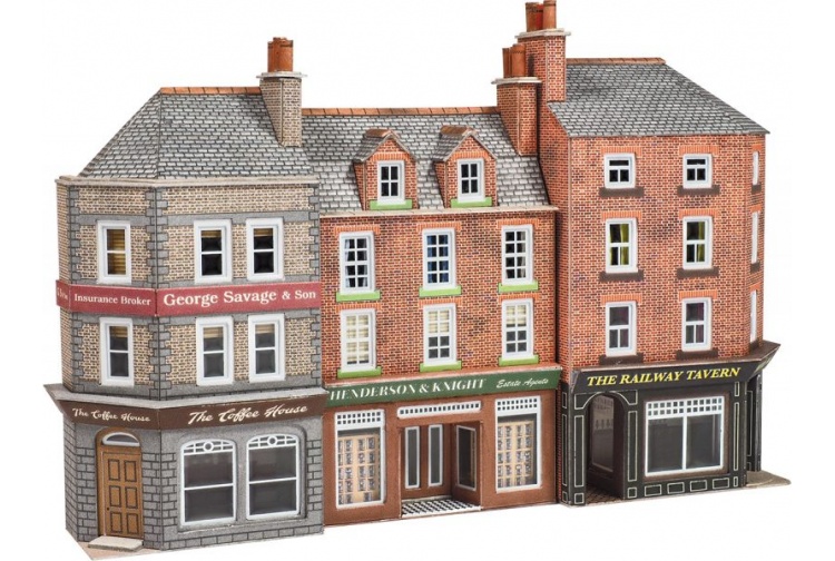 Metcalfe PN972 N Scale Low Relief Pub and Shops Card Kit