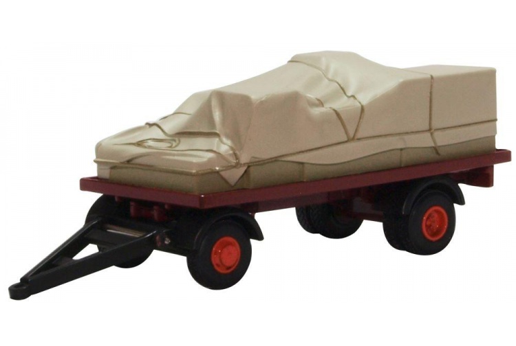 Oxford Diecast 76CTR002 Canvassed Trailer Maroon And Red