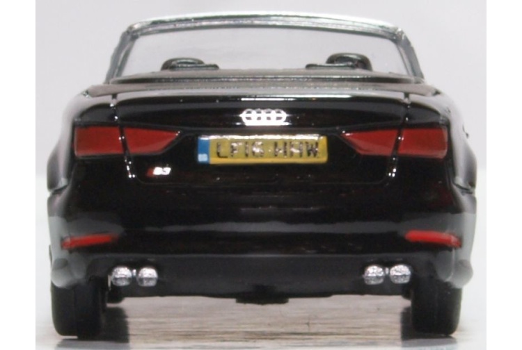Oxford Diecast 76S3002 Audi S3 Cabriolet Mythos Black Rear