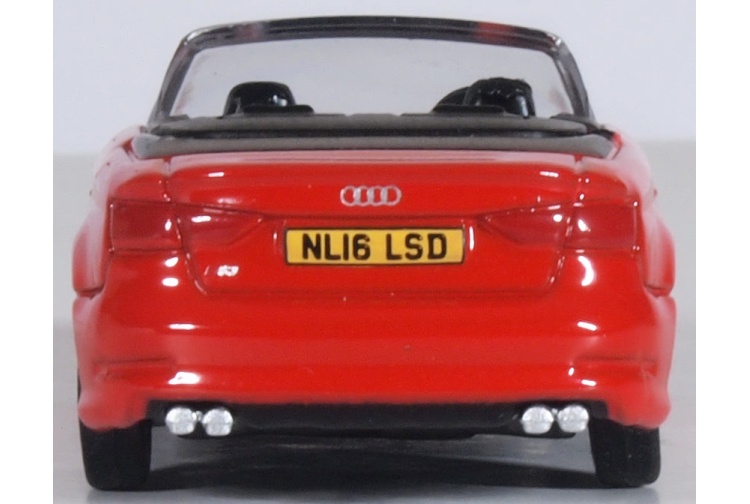 Oxford Diecast 76S3003 Misano Red Audi S3 Cabriolet Rear