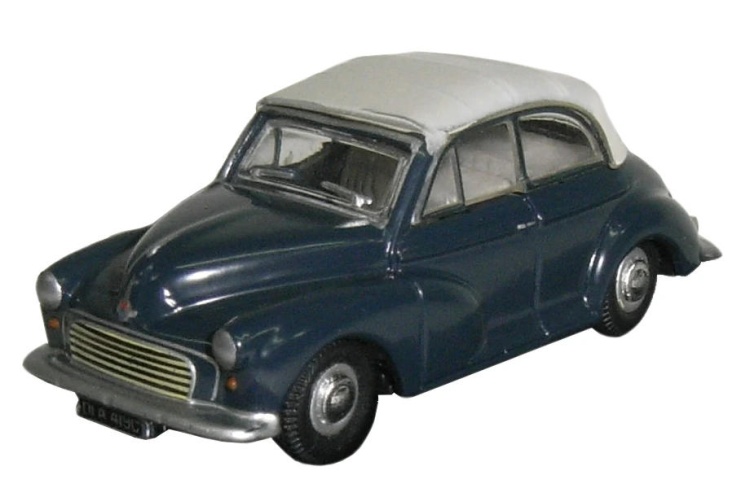 Oxford Diecast 76MMC004 Morris Minor in Traffic Blue/Pearl Grey