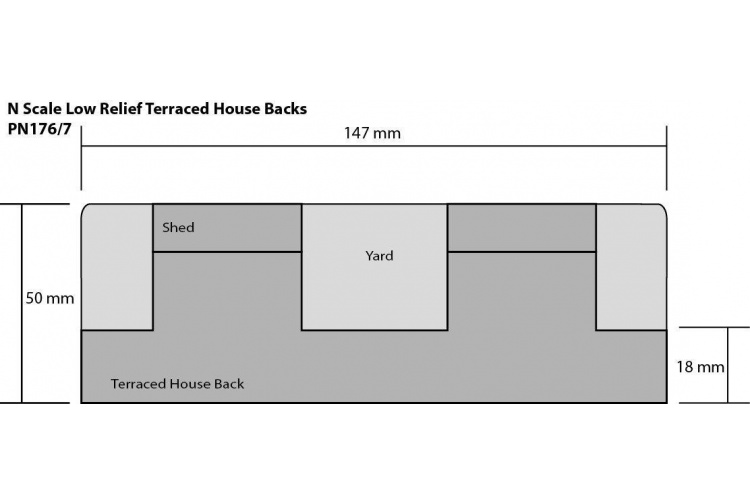 Metcalfe PN177 Low Relief Terraced House Backs N Gauge Card Kit plan