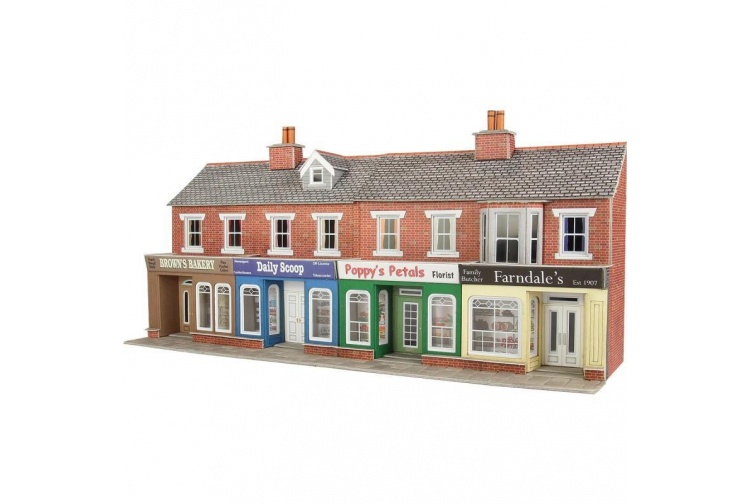 Metcalfe PO272 Low Relief Red Brick Shop Fronts
