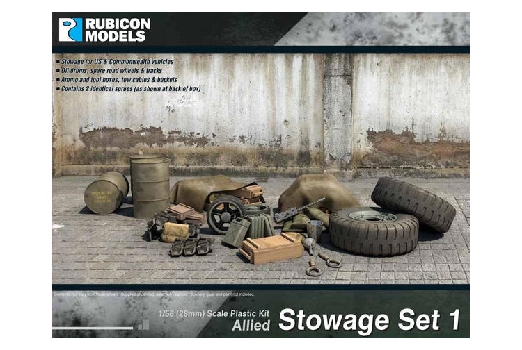 Rubicon Models 280033 - Allied Stowage Set 1 1:56 Scale Plastic Kit