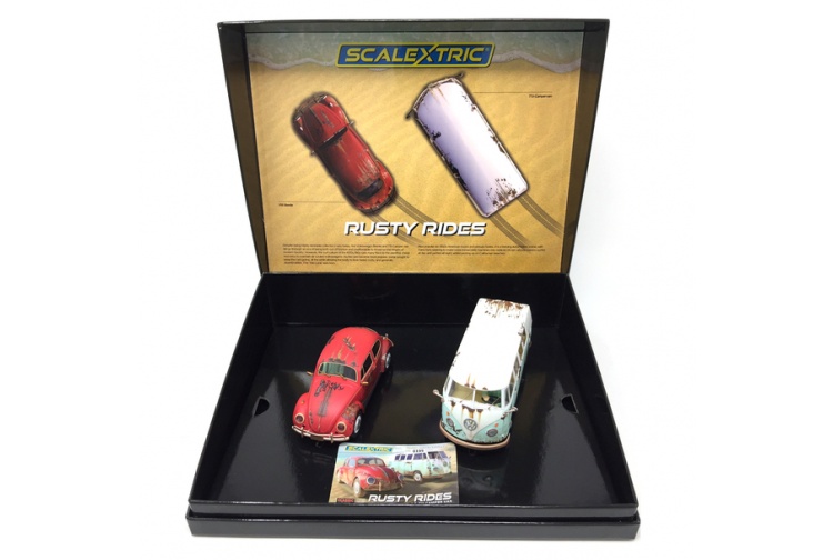 Scalextric C3966A Rusty Rides Volkswagen Beetle & T1B Camper Van - Limited Edition (2-Car Set) Package