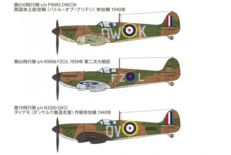 Tamiya 61119 Supermarine Spitfire Mk.I Decal Layout