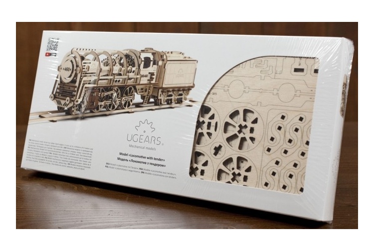 UGears 460 Steam Locomotive With Tender Package Front