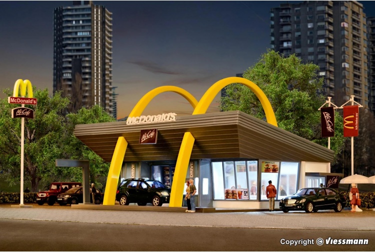 Vollmer 43634 McDonald's Fast Food Restaurant With McDrive HO Scale Plastic Kit