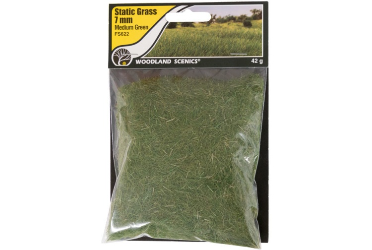 Woodland Scenics FS622 7mm Static Grass Medium Green Package