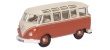 Oxford Diecast 76VWS001 VW T1 Samba Bus Sealing Wax Red Beige Grey Front And Side